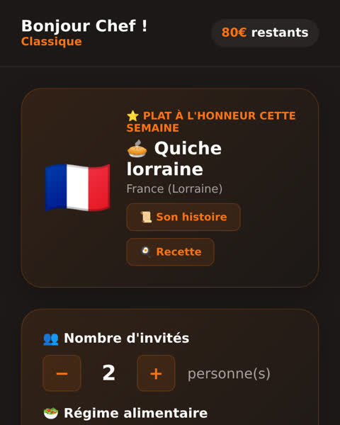 Gourmet AI : le plat de la semaine et les idées de repas