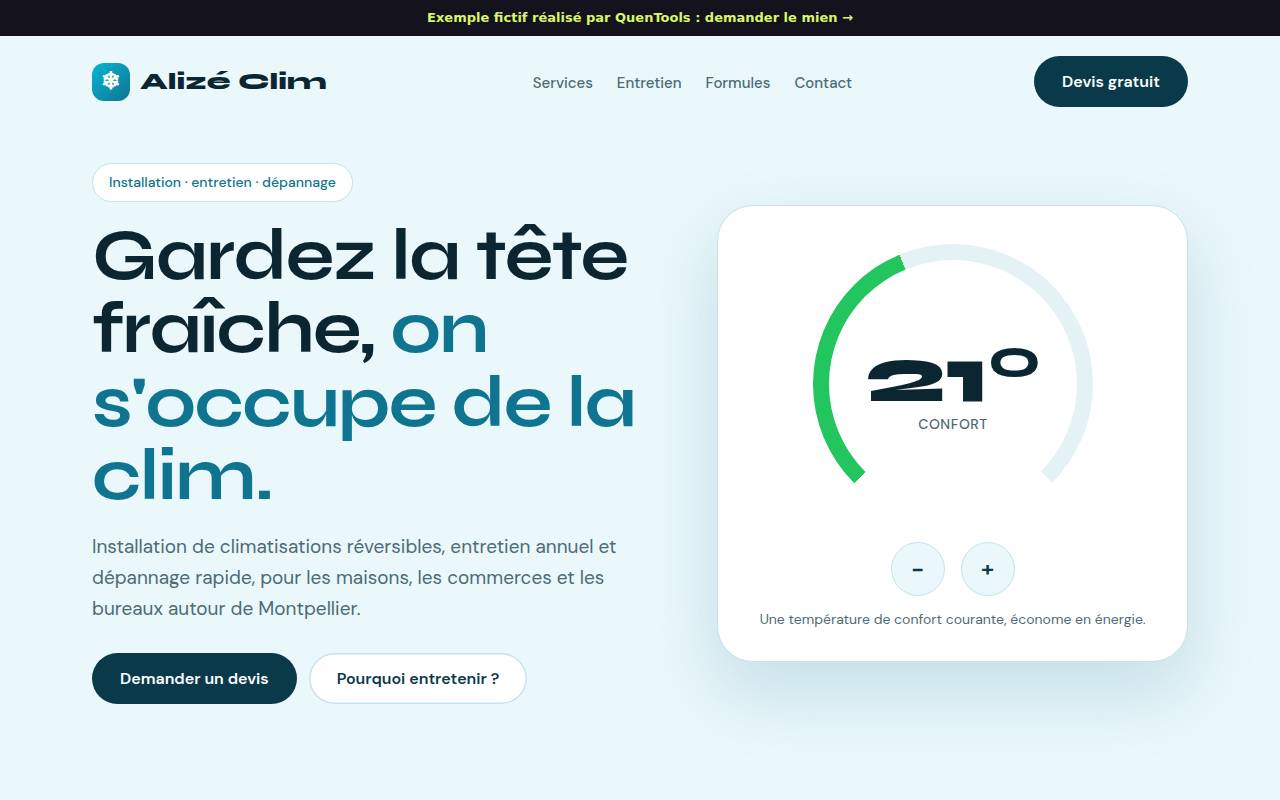 Aperçu de l’exemple climatisation et entretien
