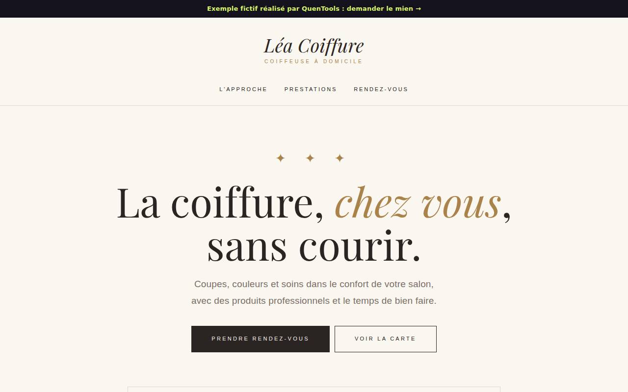 Aperçu de l’exemple coiffeuse à domicile