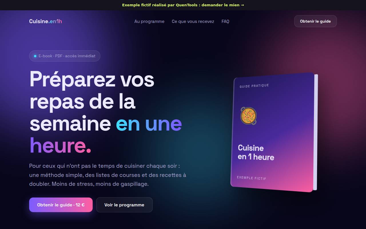 Aperçu de l’exemple page de vente d'e-book