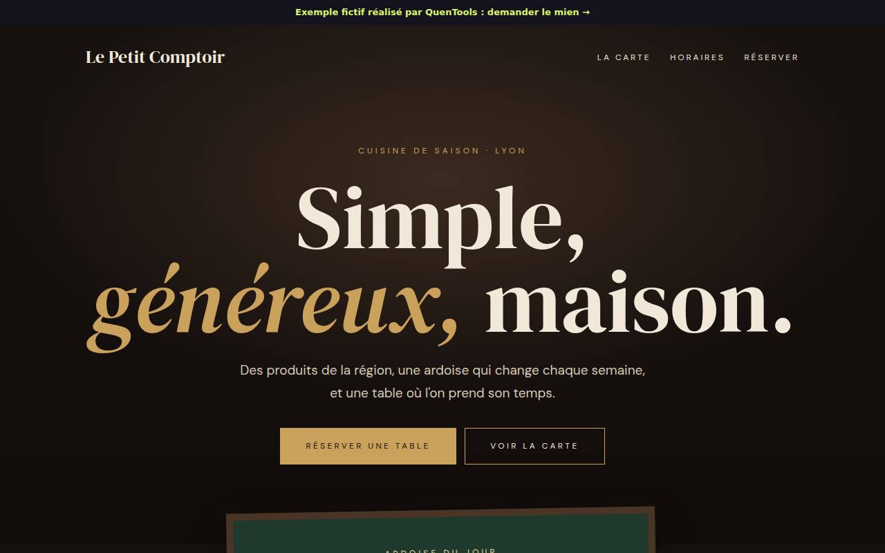 Aperçu de l’exemple restaurant