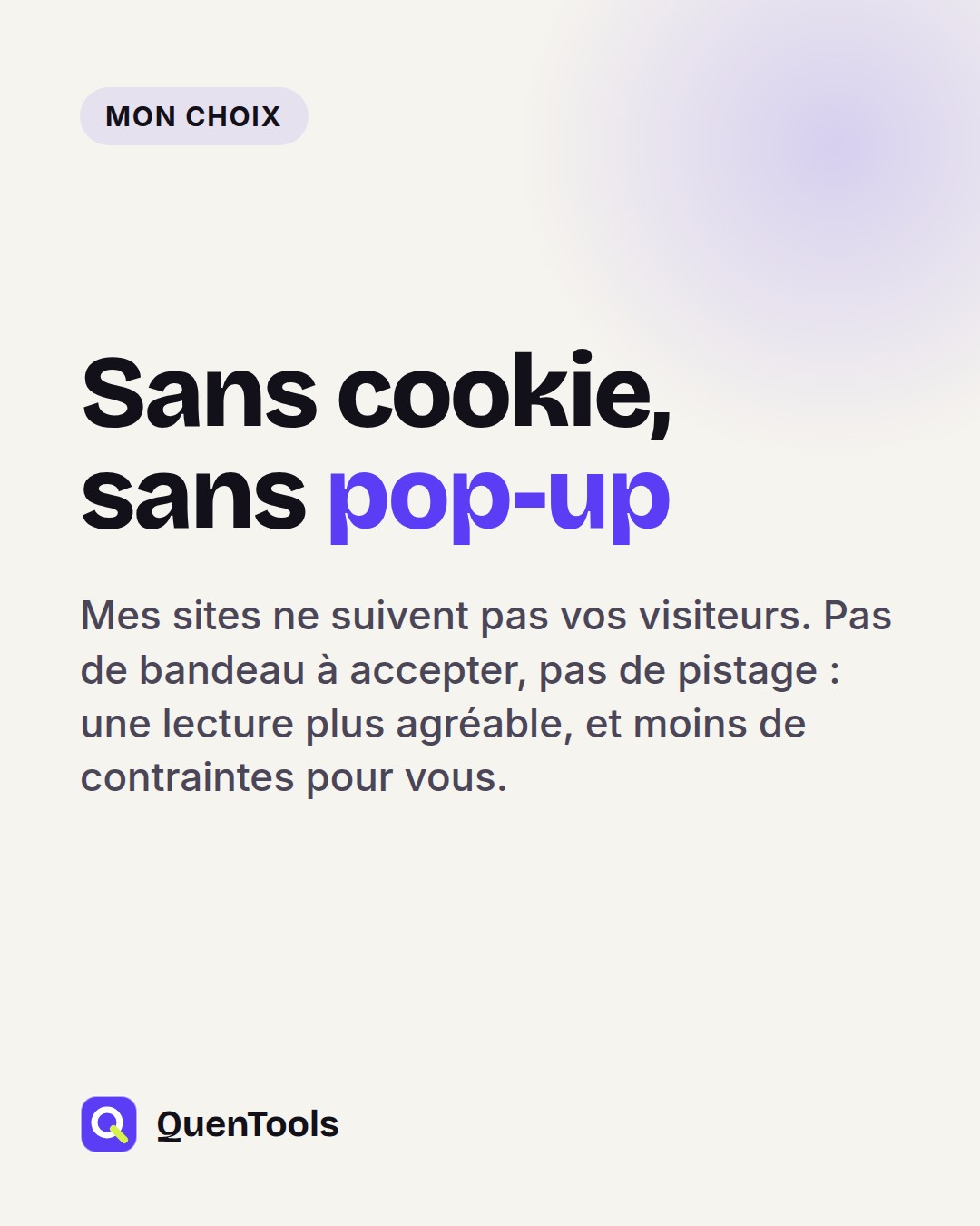 Sans cookie, sans pop-up